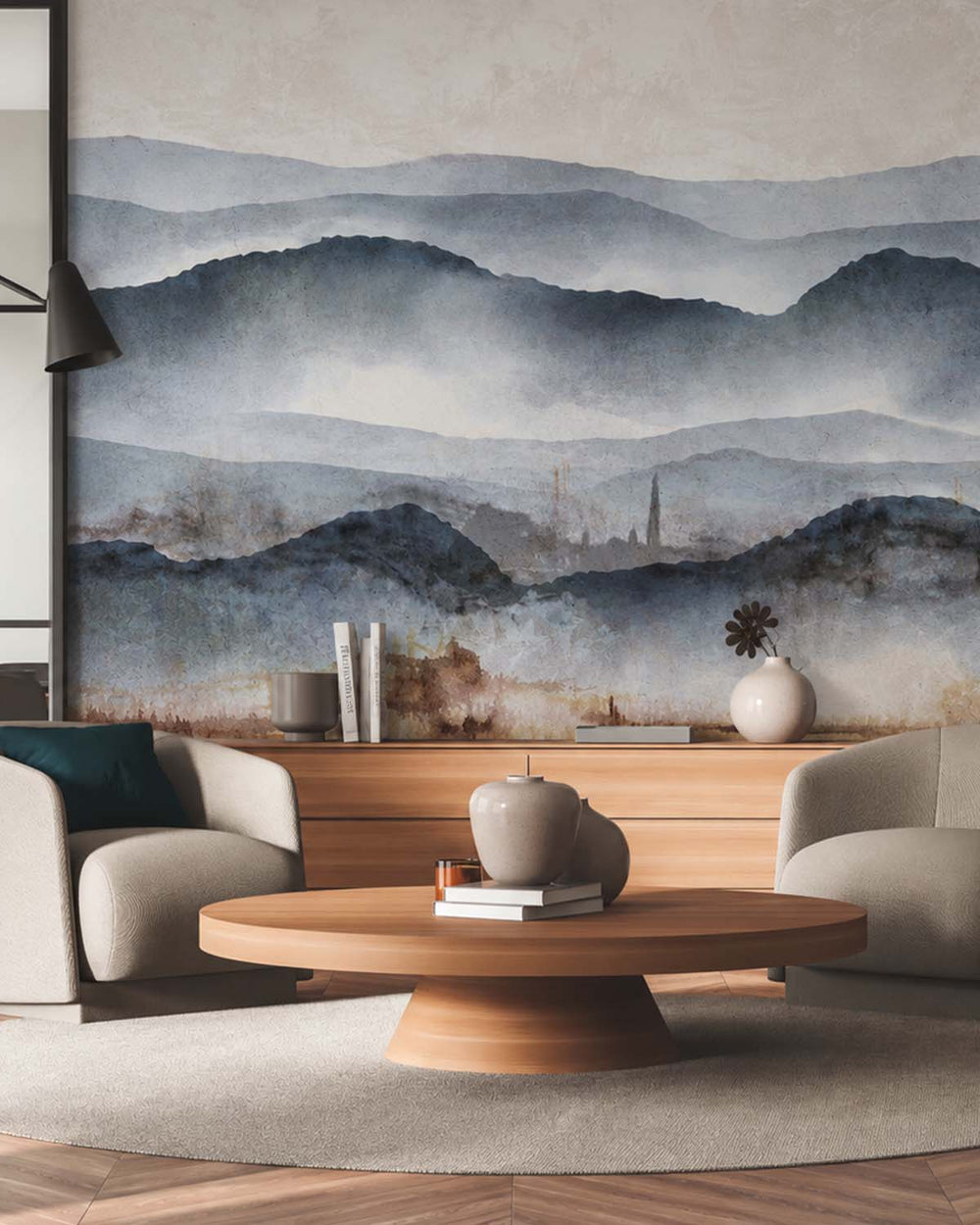 Salina Springs Misty Mountain Abstract Residential Mural RM9206