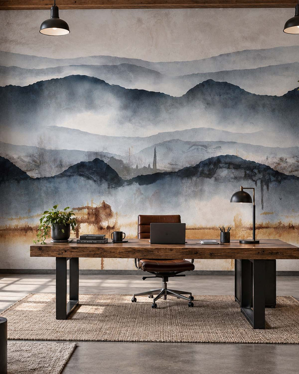 Salina Springs Misty Mountain Abstract Residential Mural RM9206