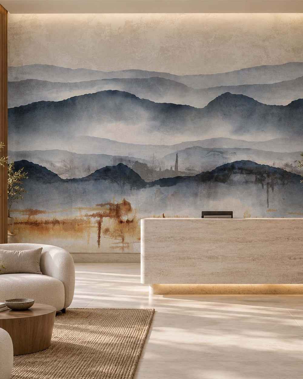 Salina Springs Misty Mountain Abstract Residential Mural RM9206