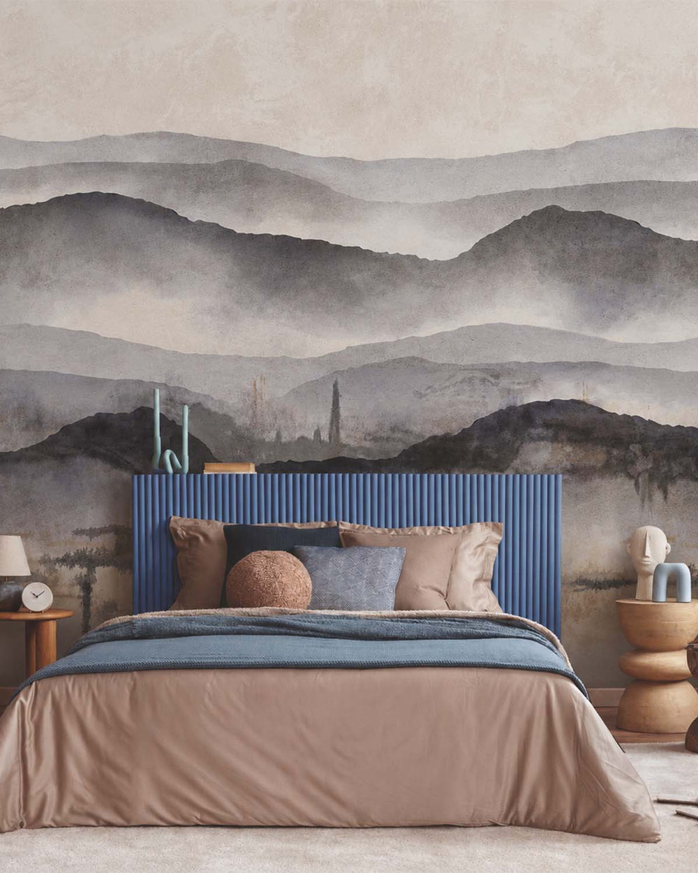 Silver Filigree Misty Mountain Abstract Residential Mural RM9207