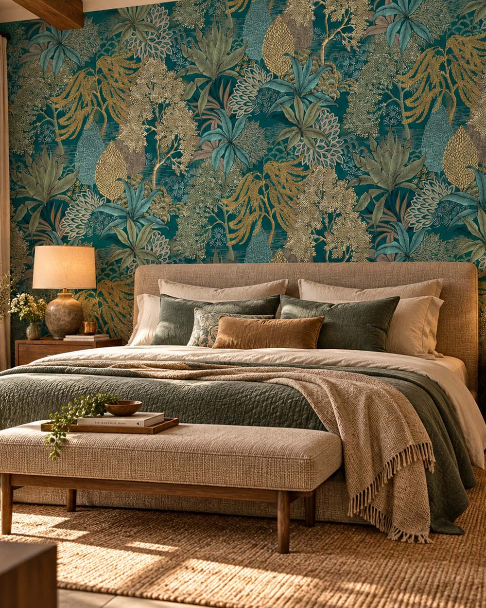 Nora's Forest Vintage Illustrated Foliage Residential Mural RM9208