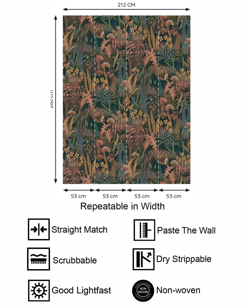 Pine Grove Moody Botanical Fern Residential Mural RM9212