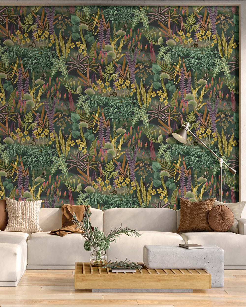 Black Tortoise Moody Botanical Fern Residential Mural RM9213
