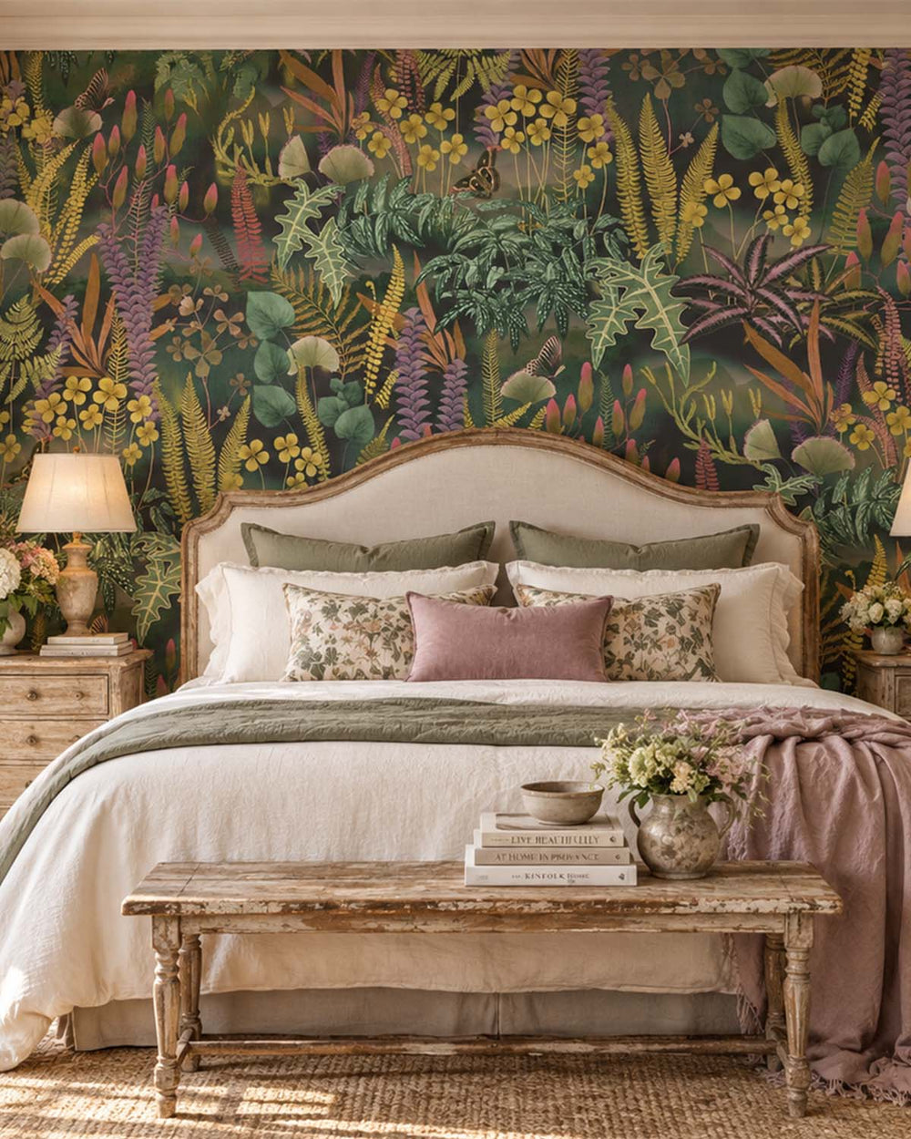 Black Tortoise Moody Botanical Fern Residential Mural RM9213