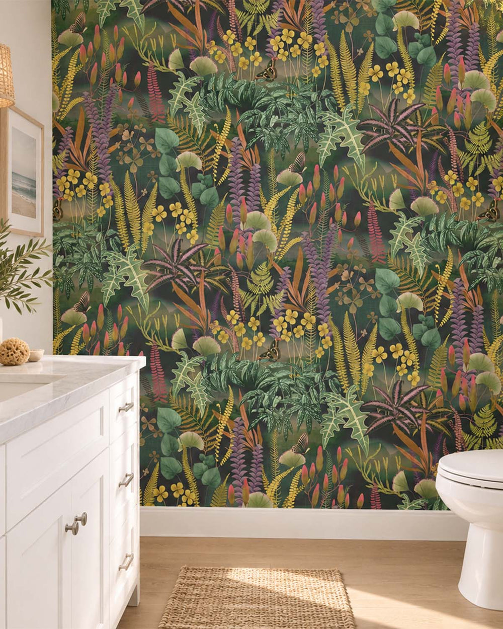 Black Tortoise Moody Botanical Fern Residential Mural RM9213