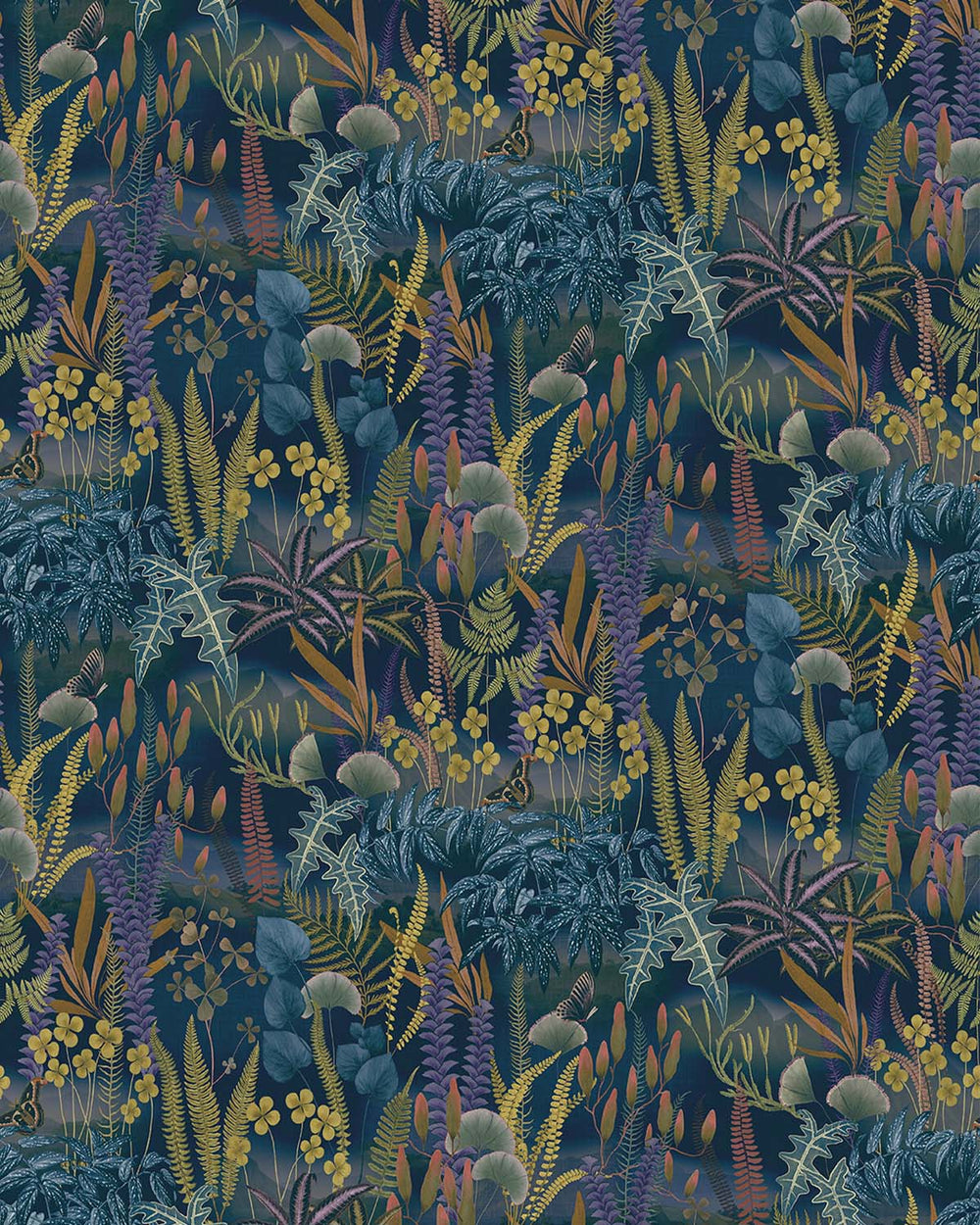 Yankees Blue Moody Botanical Fern Residential Mural RM9214