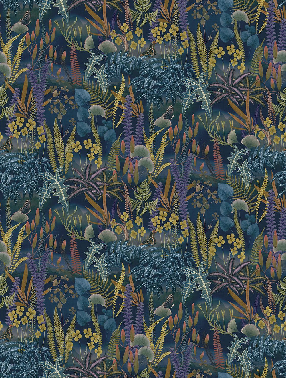 Yankees Blue Moody Botanical Fern Residential Mural RM9214