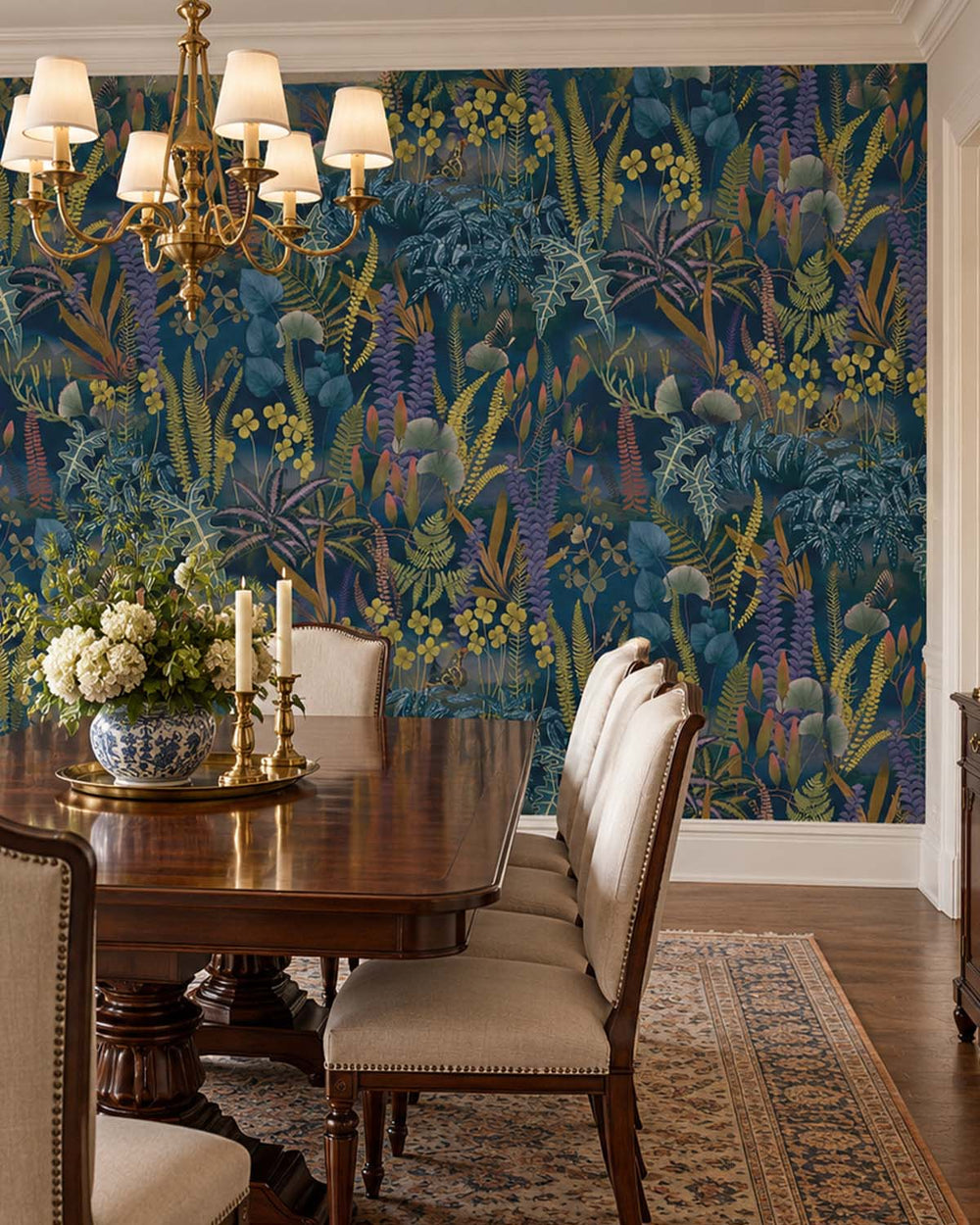 Yankees Blue Moody Botanical Fern Residential Mural RM9214