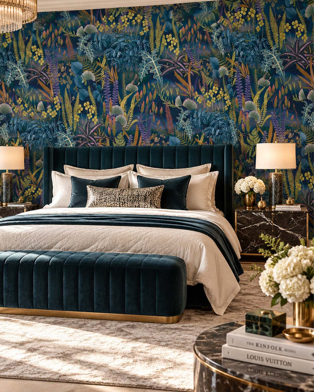 Yankees Blue Moody Botanical Fern Residential Mural RM9214