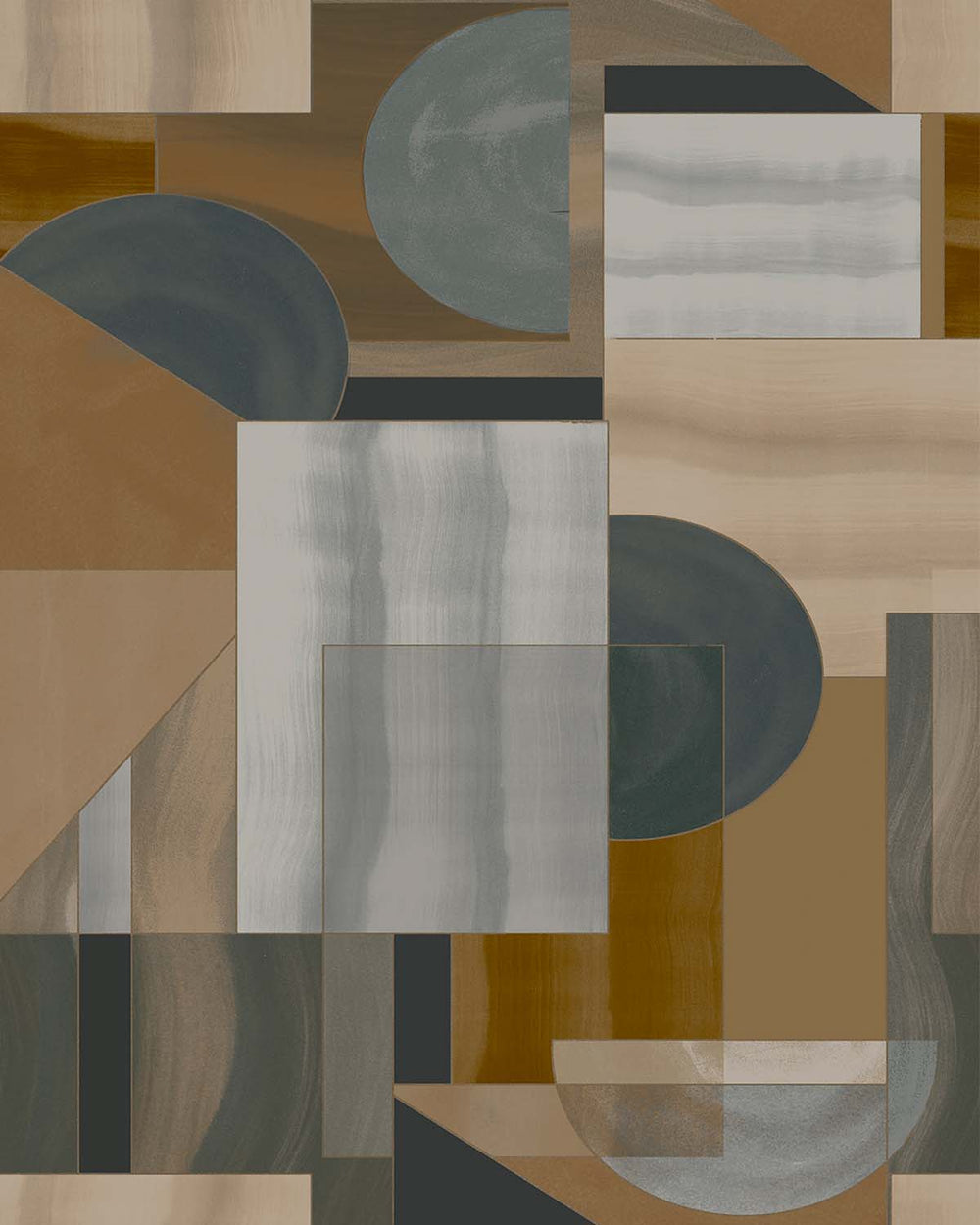 Coyote Brown Mid-Century Abstract Geometric Residential Mural RM9216