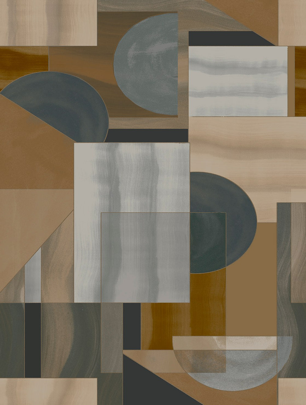 Coyote Brown Mid-Century Abstract Geometric Residential Mural RM9216