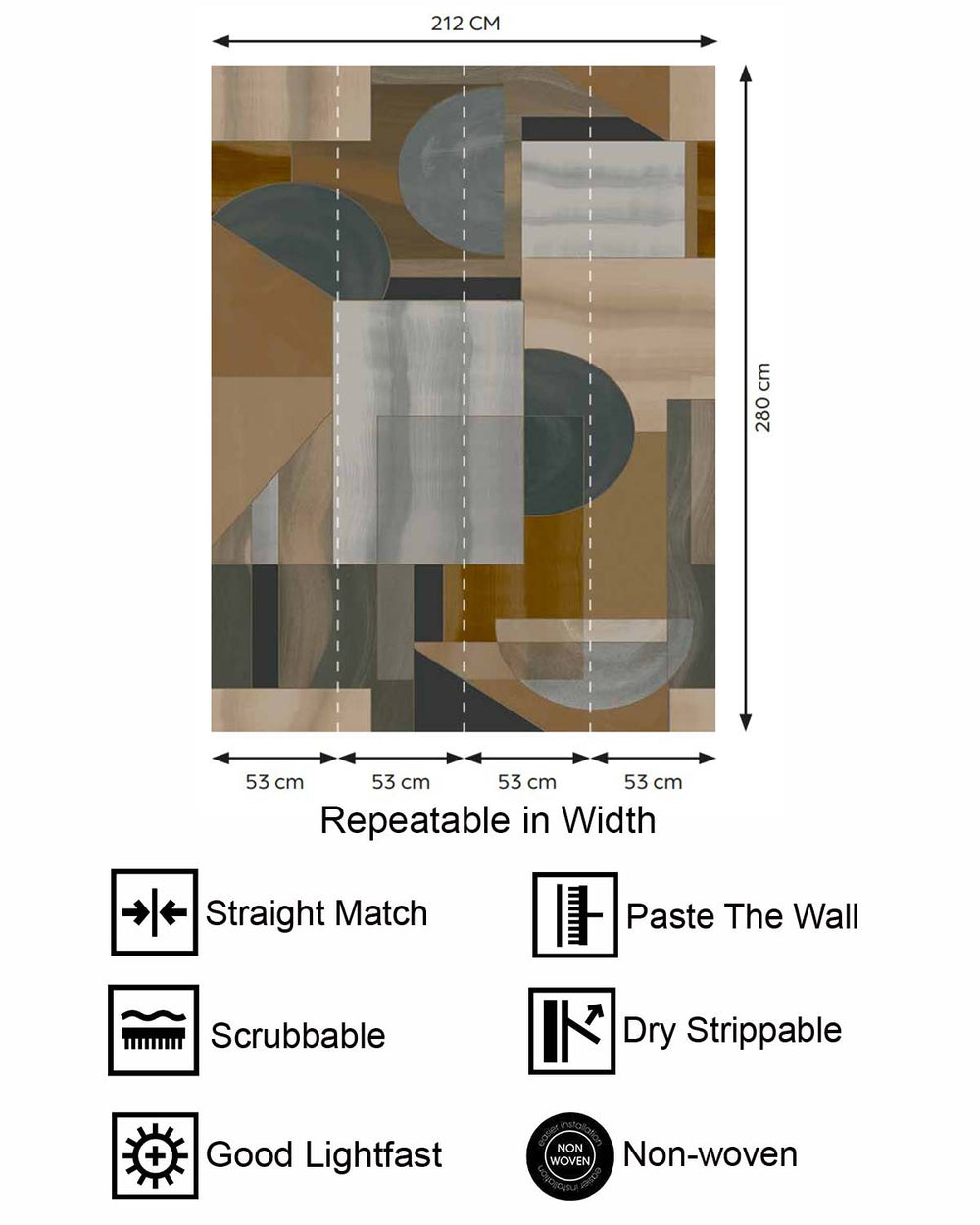 Coyote Brown Mid-Century Abstract Geometric Residential Mural RM9216