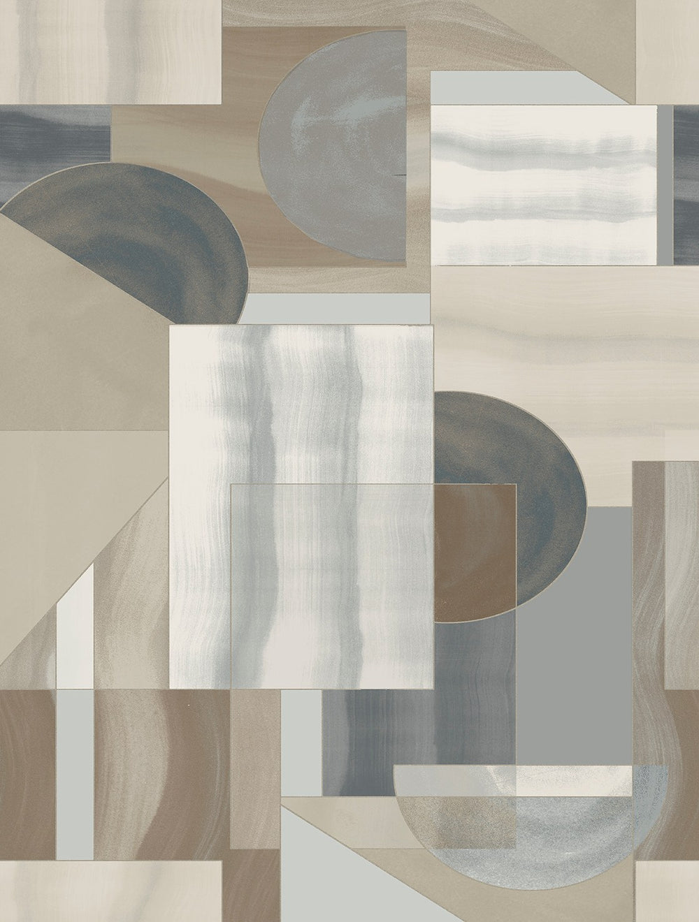 Oyster Linen Mid-Century Abstract Geometric Residential Mural RM9217