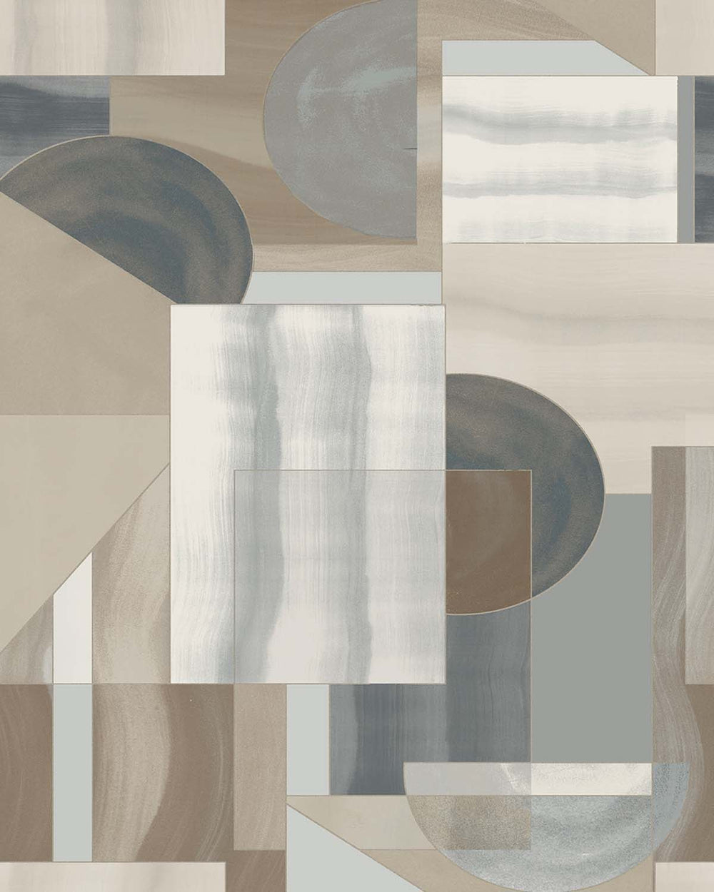 Oyster Linen Mid-Century Abstract Geometric Residential Mural RM9217