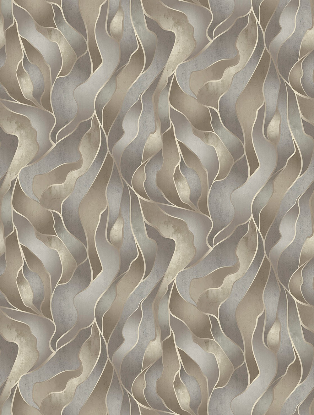 Bauhaus Tan Abstract Flowing Wave Residential Mural RM9218