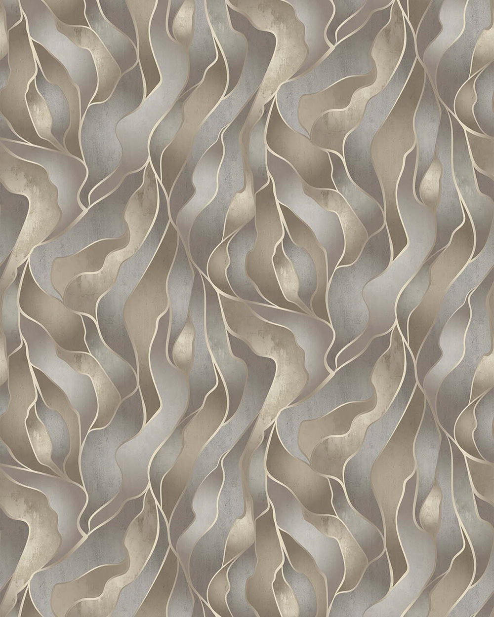 Bauhaus Tan Abstract Flowing Wave Residential Mural RM9218