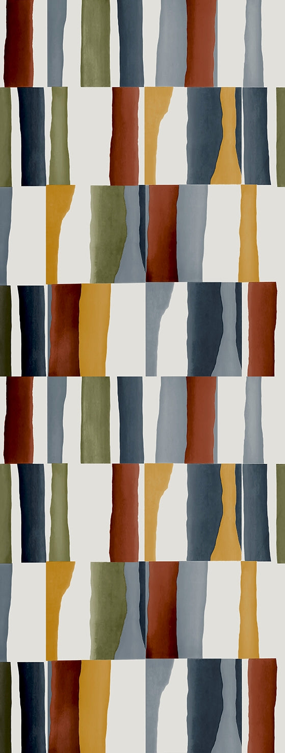 Kofta Brown Retro Block Geometric Residential Mural RM9221