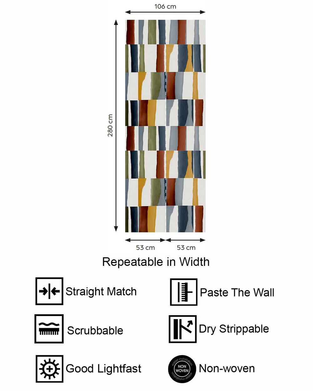 Kofta Brown Retro Block Geometric Residential Mural RM9221