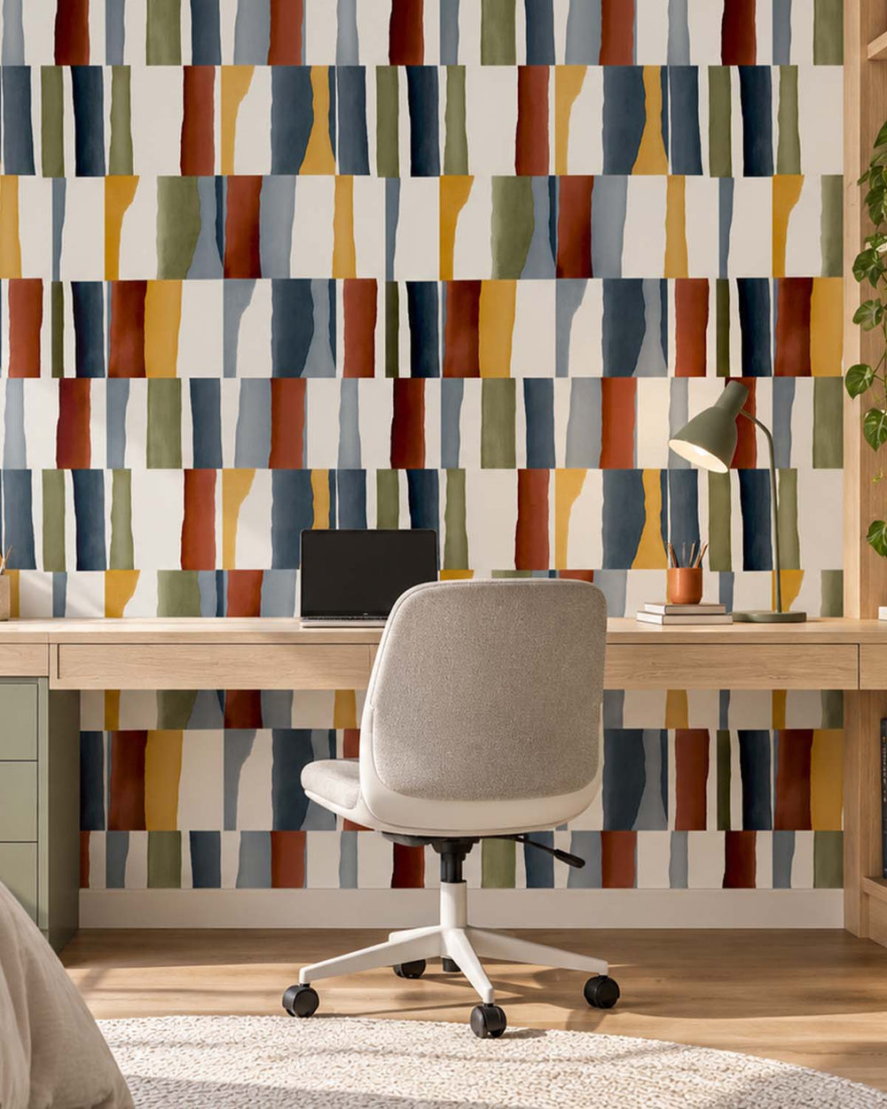 Kofta Brown Retro Block Geometric Residential Mural RM9221