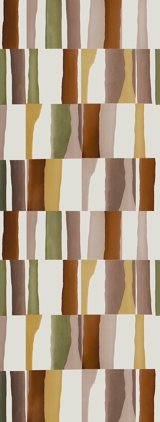 Namakabe Brown Retro Block Geometric Residential Mural RM9222