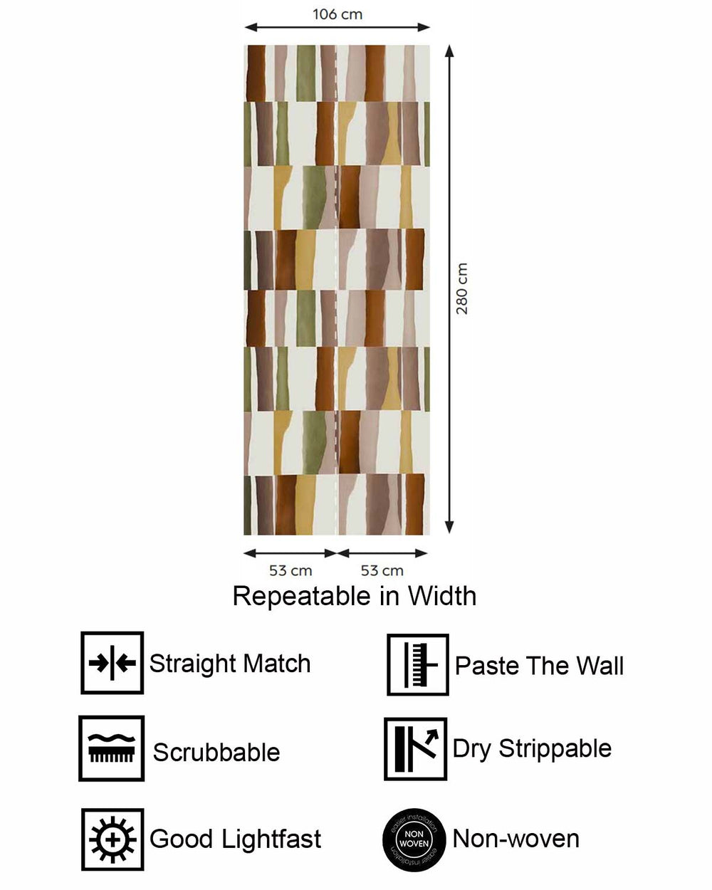 Namakabe Brown Retro Block Geometric Residential Mural RM9222