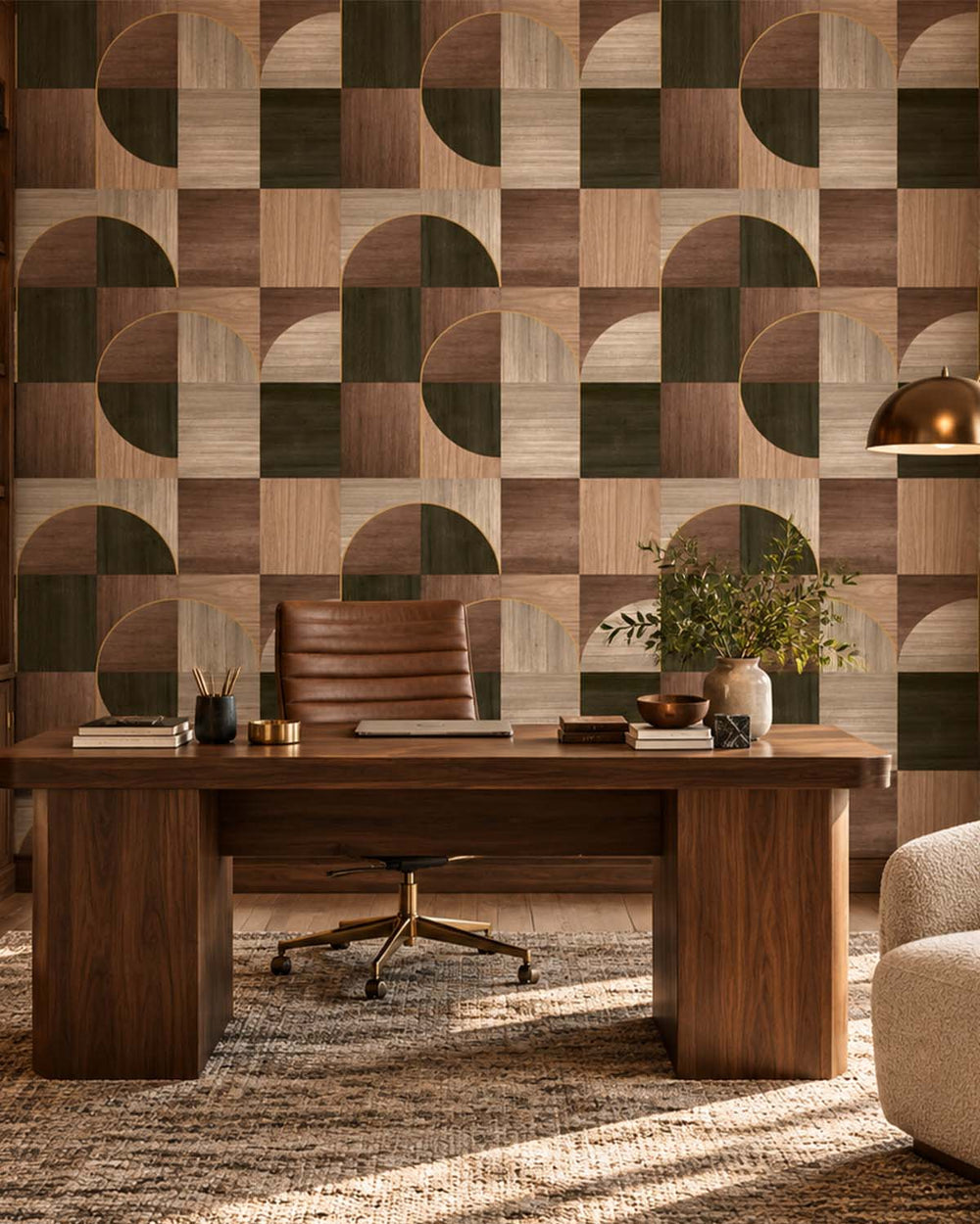 Aircraft Green Geometric Wood Inlay  Residential Mural RM9224