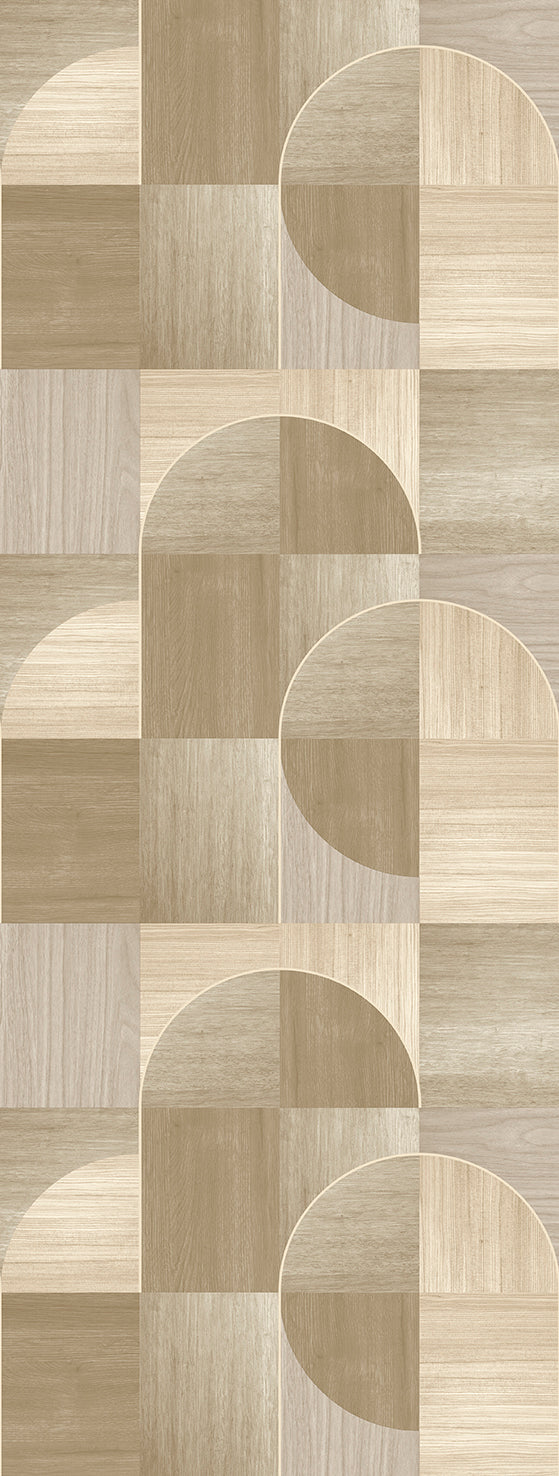 Maple Brown Geometric Wood Inlay  Residential Mural RM9228
