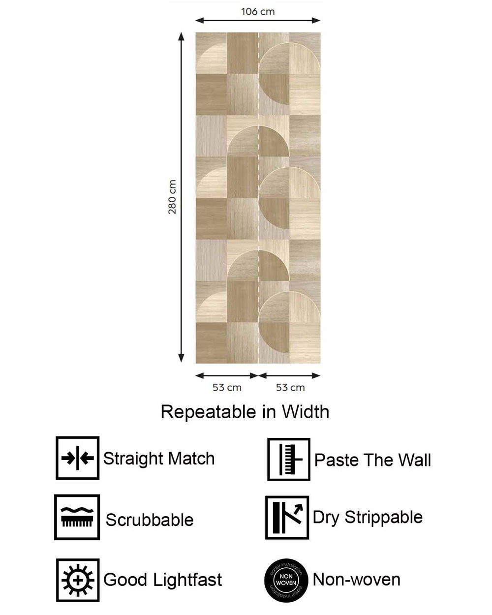 Maple Brown Geometric Wood Inlay  Residential Mural RM9228