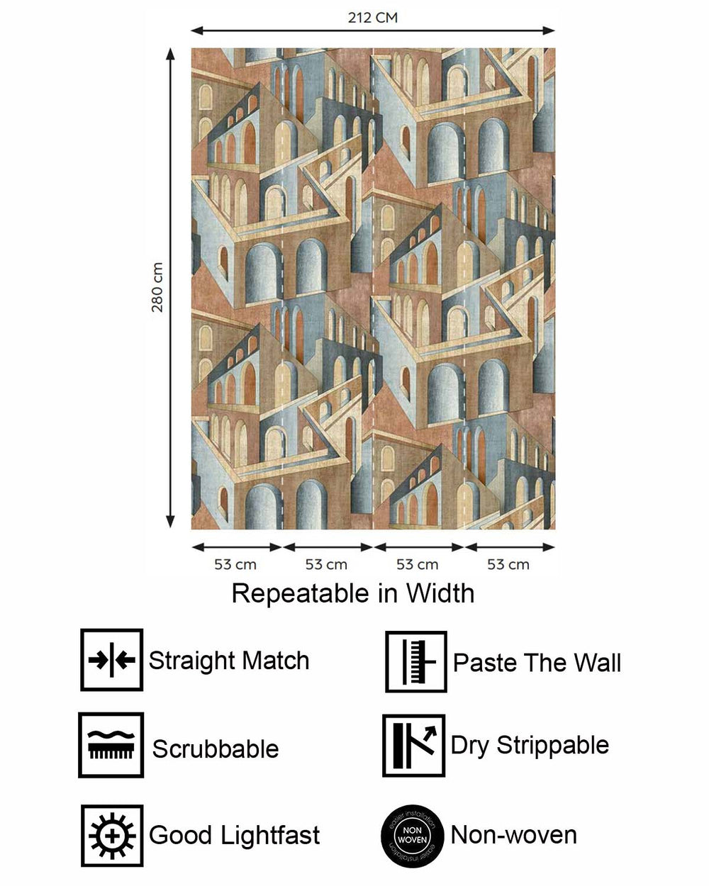 Harrow's Gate Escher-Style Architectural Illusion  Residential Mural RM9229