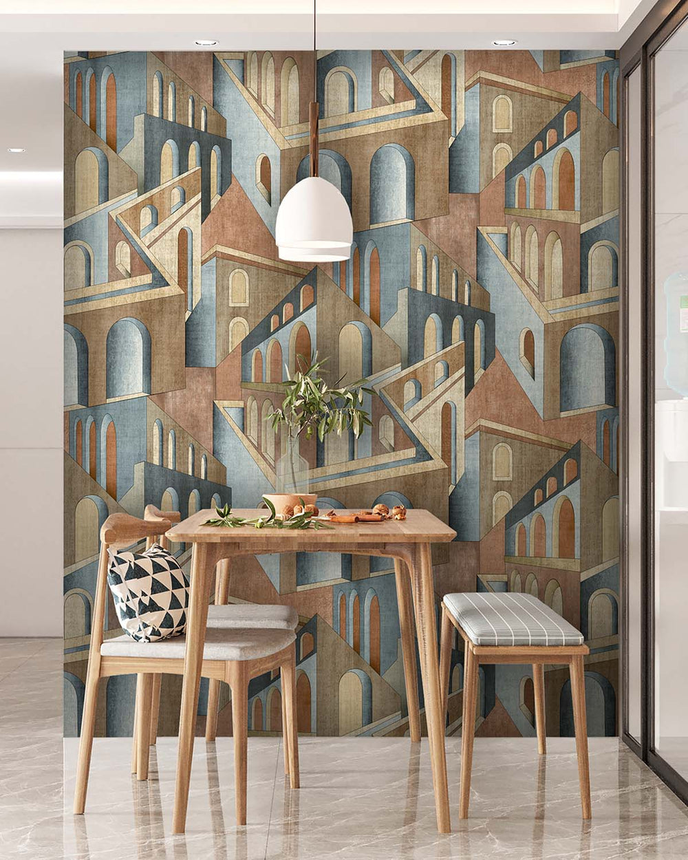Harrow's Gate Escher-Style Architectural Illusion  Residential Mural RM9229