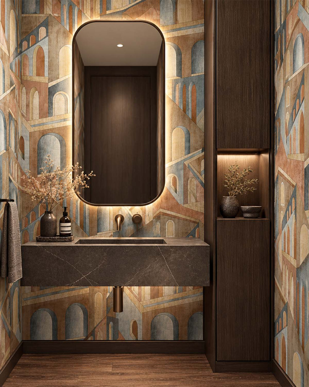 Harrow's Gate Escher-Style Architectural Illusion  Residential Mural RM9229
