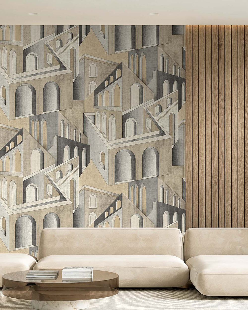 Friar Grey Escher-Style Architectural Illusion  Residential Mural RM9230