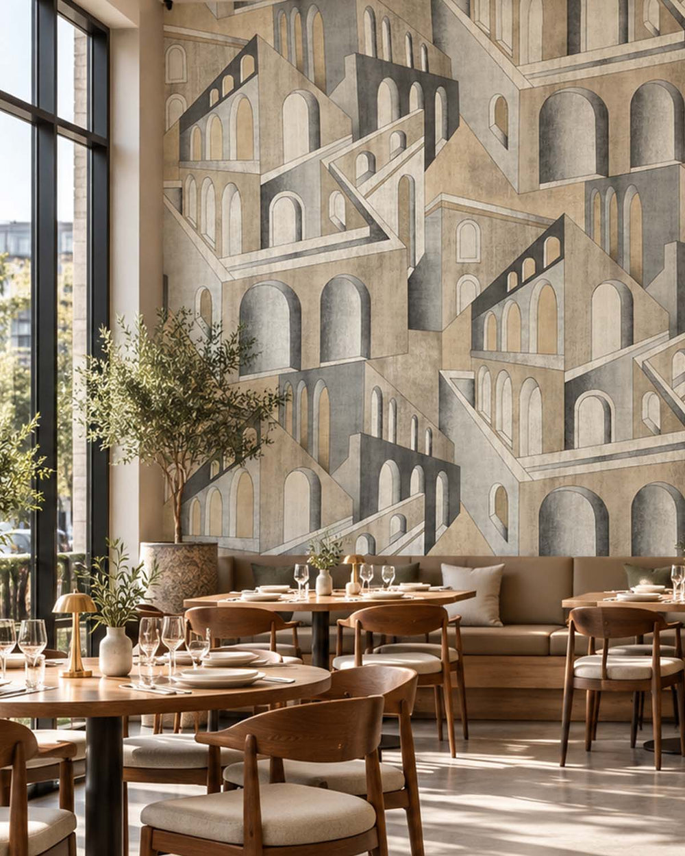 Friar Grey Escher-Style Architectural Illusion  Residential Mural RM9230