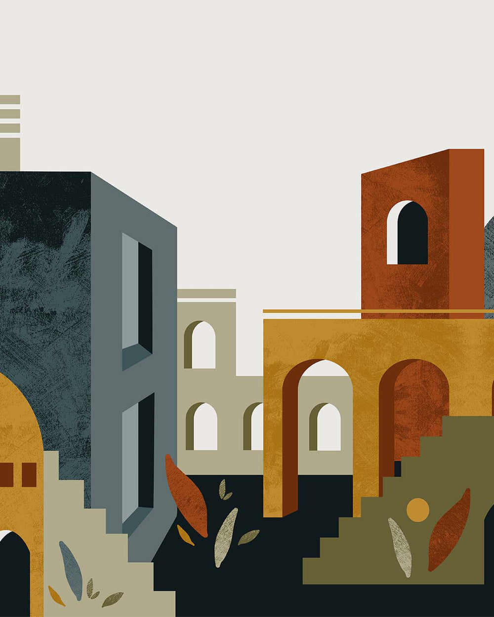 Mountain Pine Boho Arches & Desert Village Residential Mural RM9232