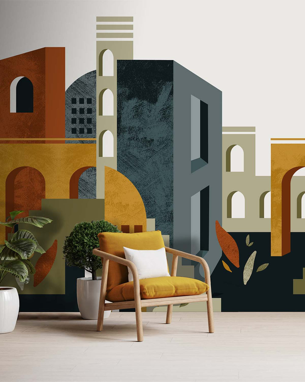 Mountain Pine Boho Arches & Desert Village Residential Mural RM9232