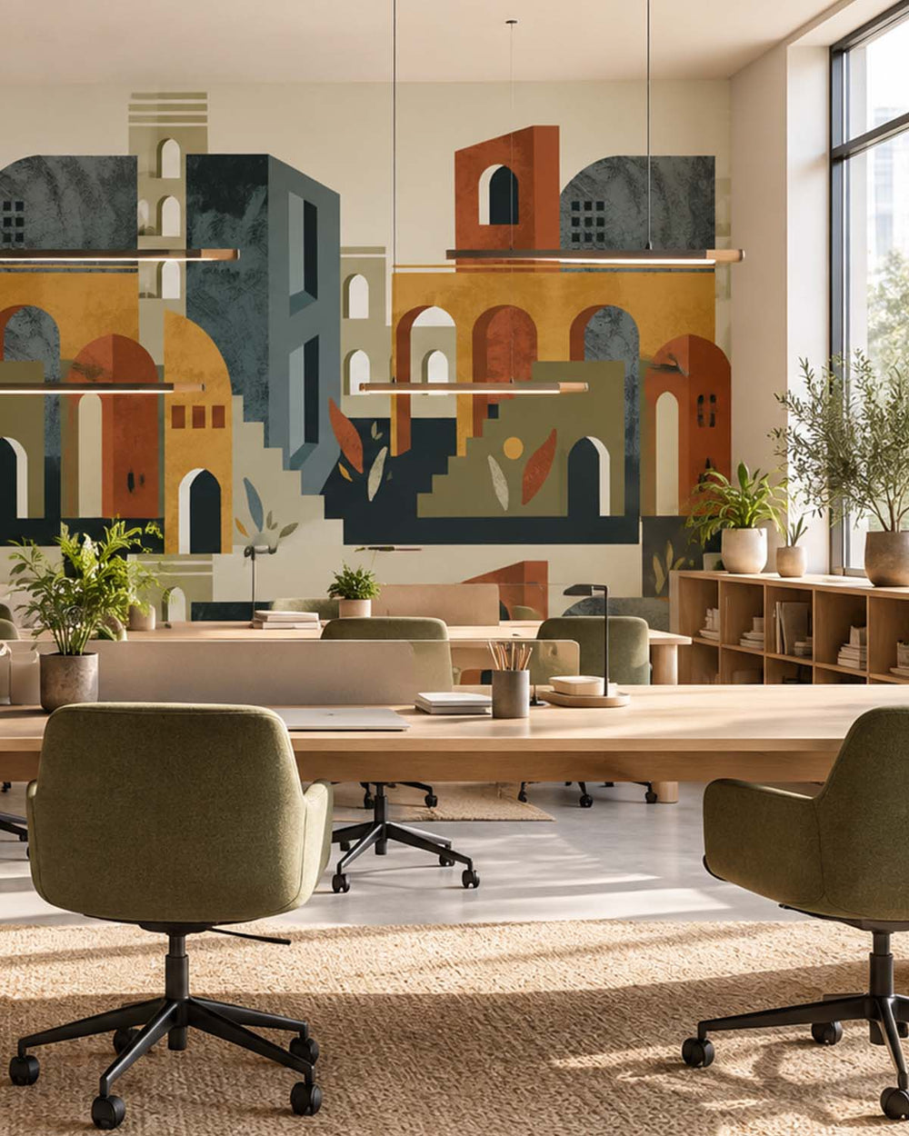 Mountain Pine Boho Arches & Desert Village Residential Mural RM9232