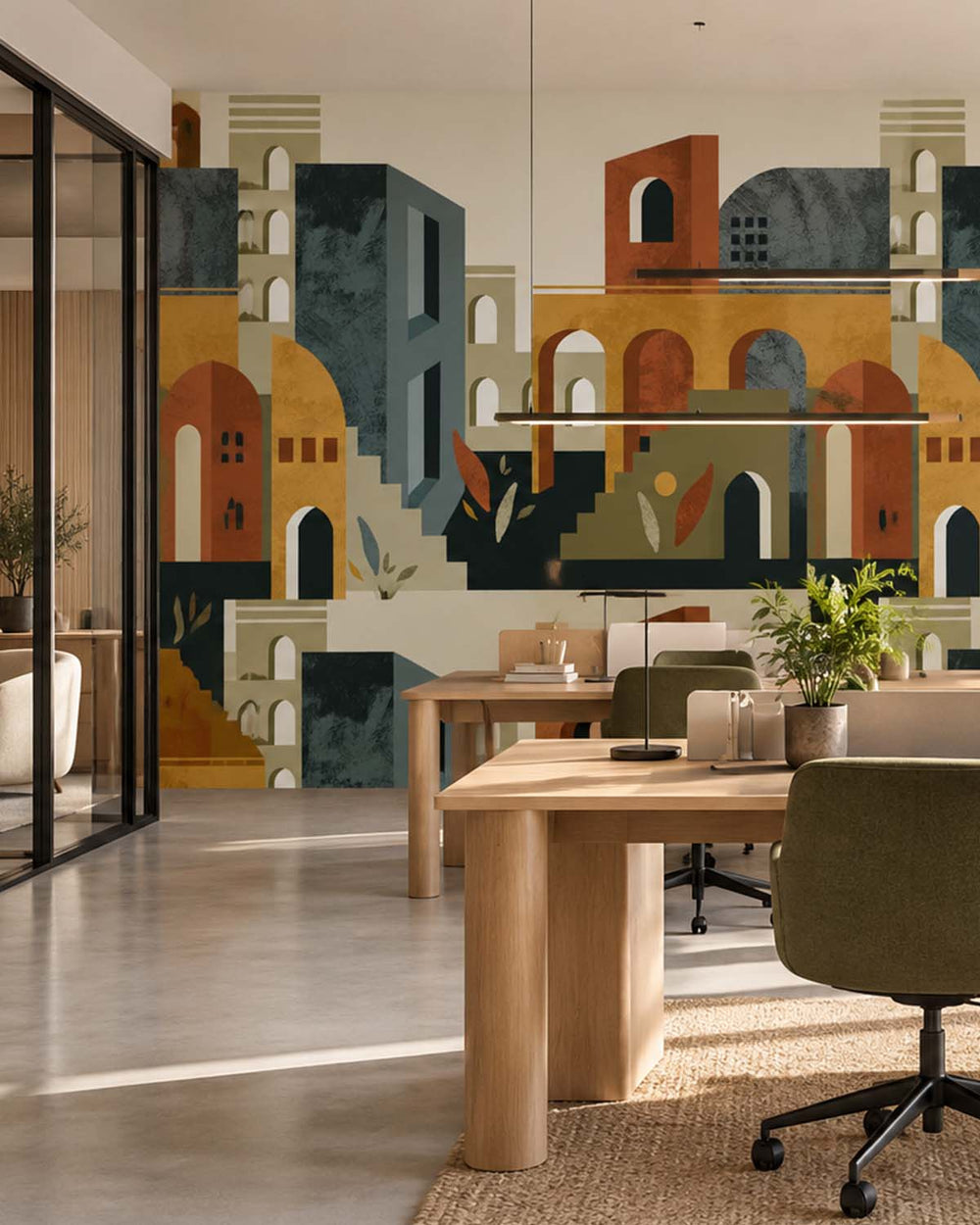 Mountain Pine Boho Arches & Desert Village Residential Mural RM9232