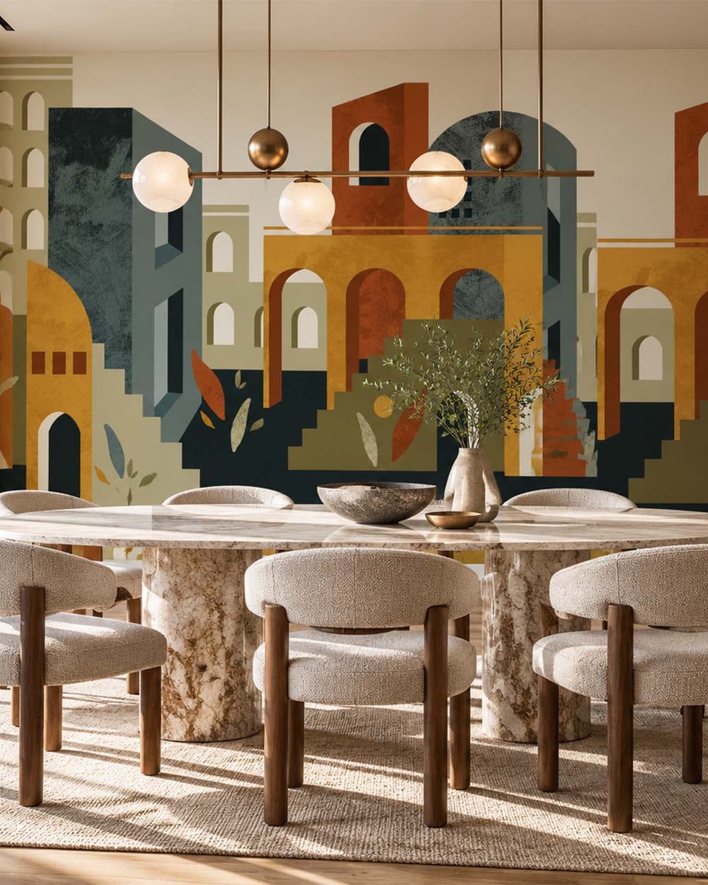Mountain Pine Boho Arches & Desert Village Residential Mural RM9232