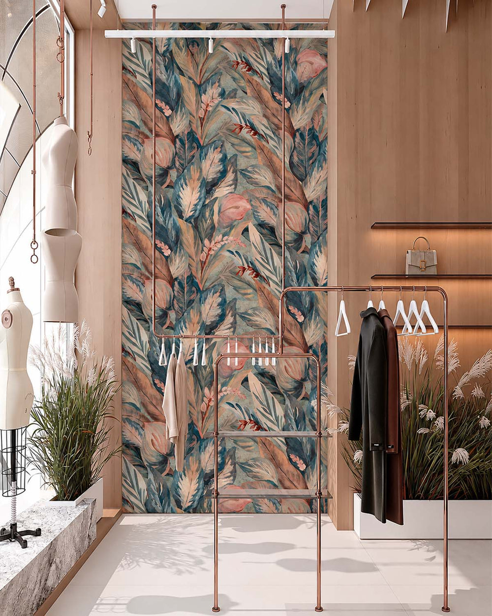 Peach Parfait Vintage Tropical Botanical  Wallpaper Panels RM9235
