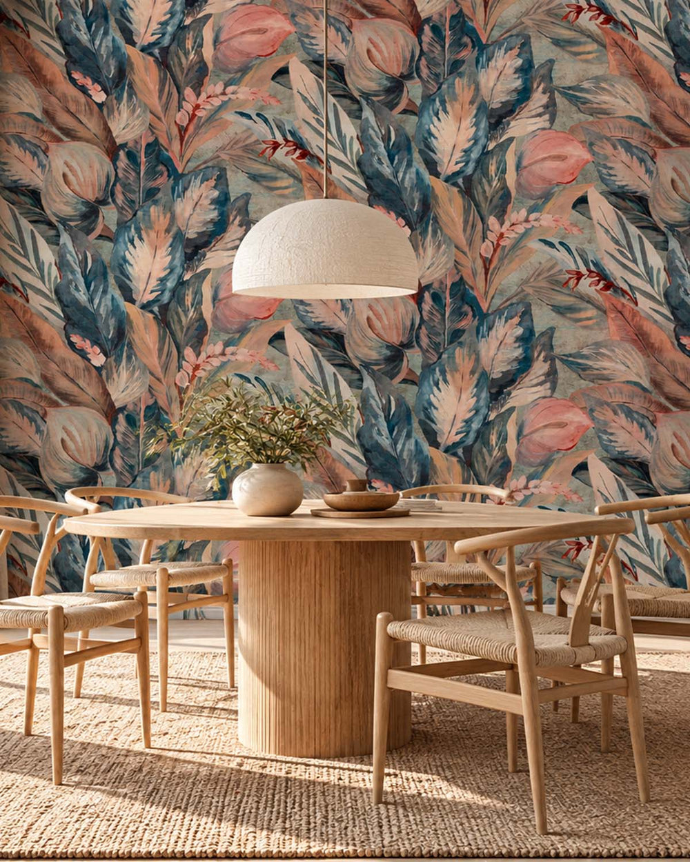 Peach Parfait Vintage Tropical Botanical  Wallpaper Panels RM9235