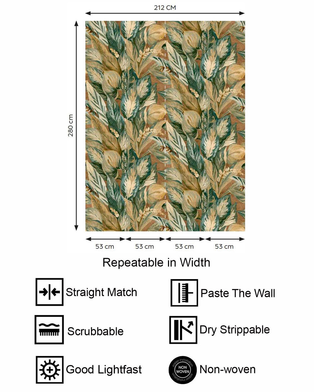 Golden Pilsner Vintage Tropical Botanical  Residential Mural RM9236