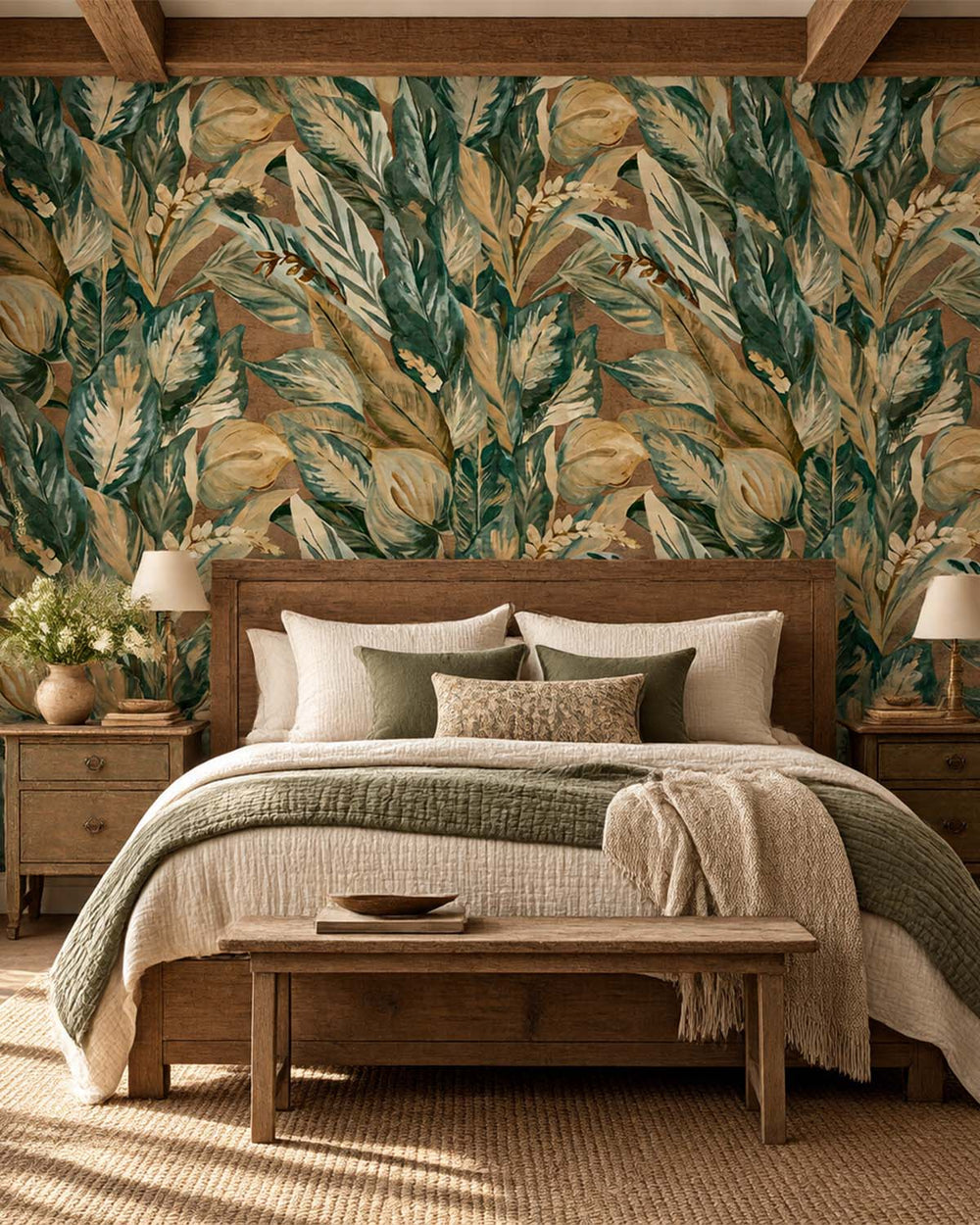 Golden Pilsner Vintage Tropical Botanical  Residential Mural RM9236