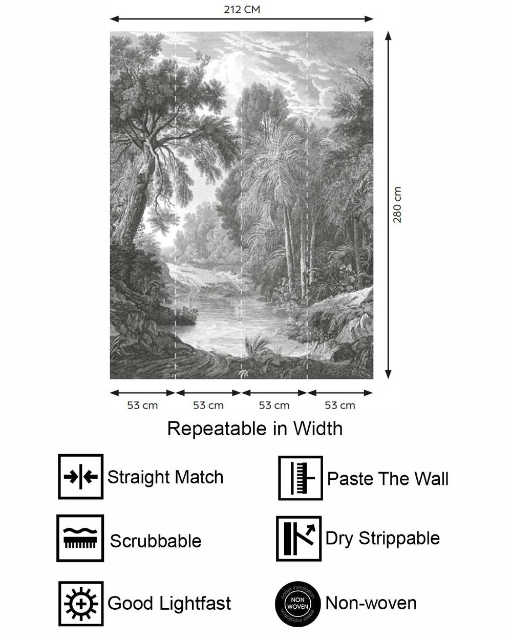 Namara Grey Jungle Riverbank Residential Mural RM9238