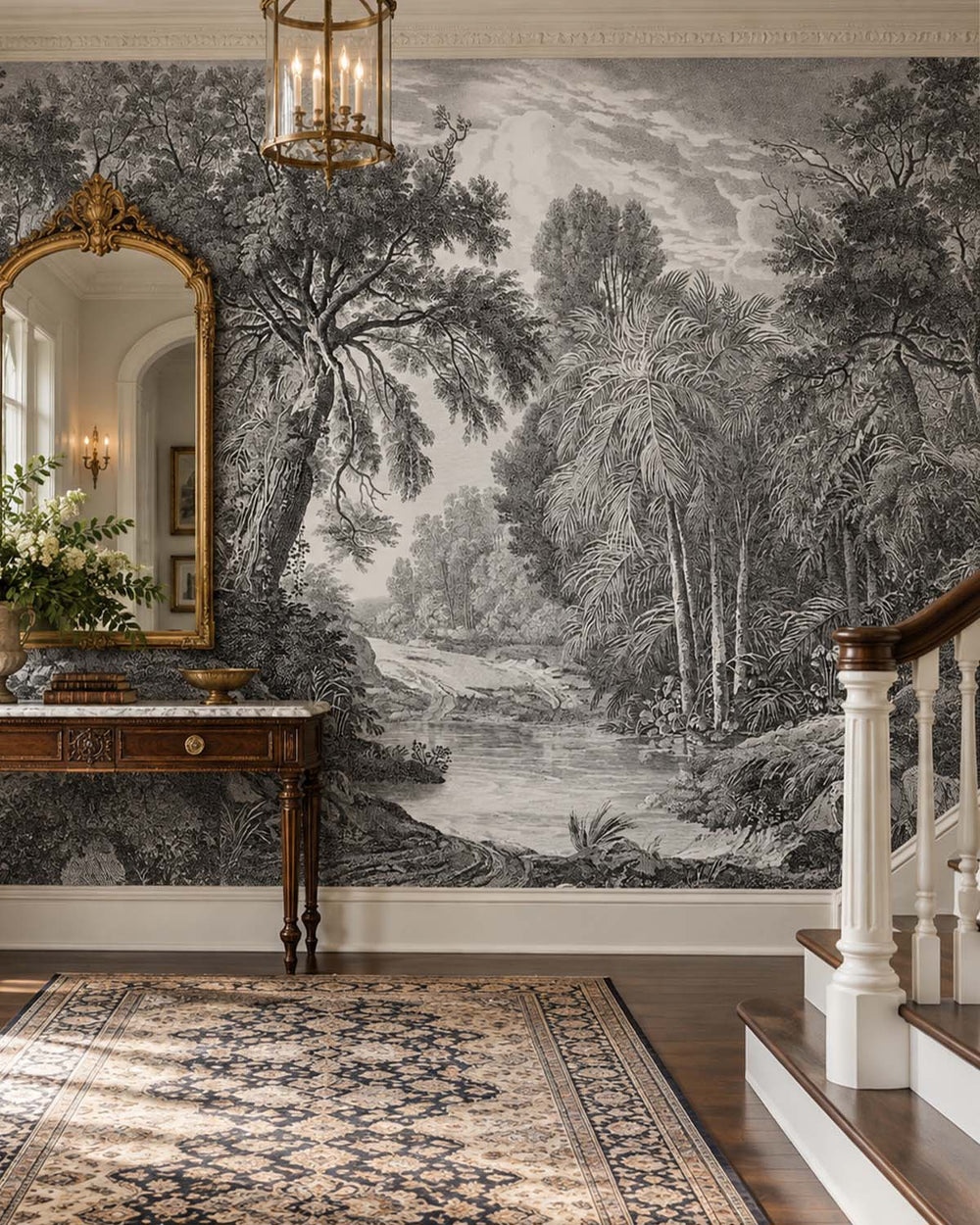 Namara Grey Jungle Riverbank Residential Mural RM9238