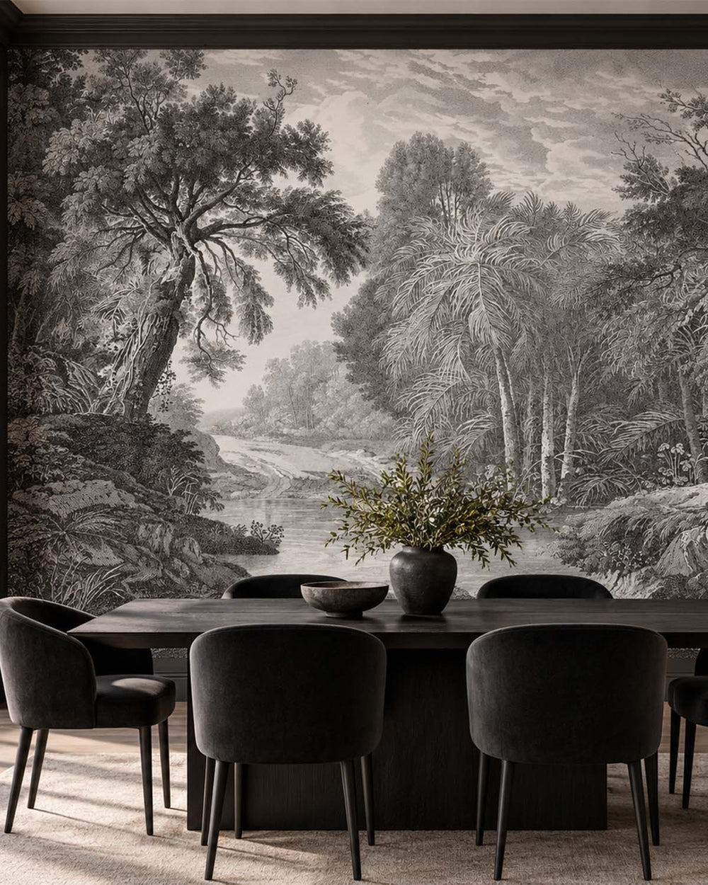 Namara Grey Jungle Riverbank Residential Mural RM9238