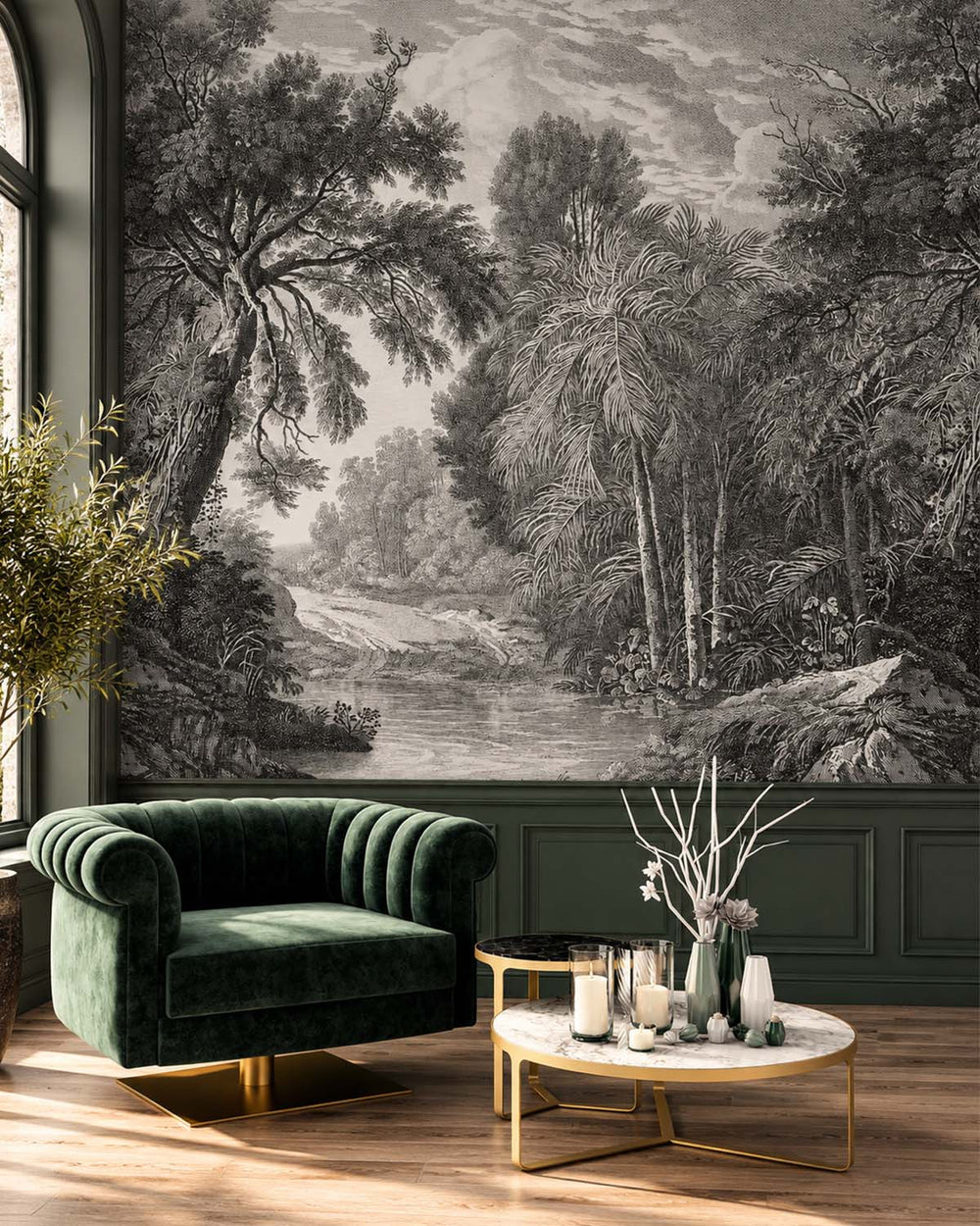 Coral Clay Jungle Riverbank Residential Mural RM9239