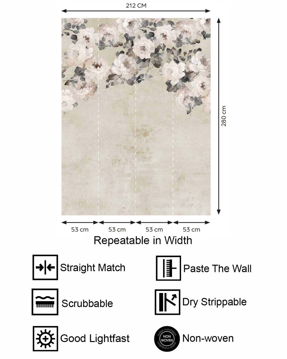 Pearl Oyster Peony and Rose Arbour Residential Mural RM9240