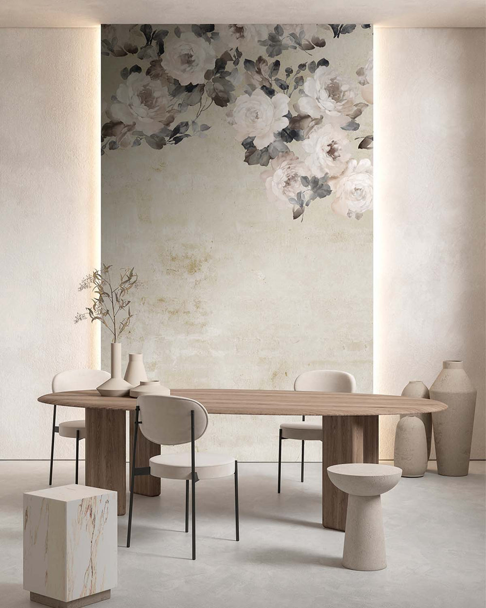 Pearl Oyster Peony and Rose Arbour Residential Mural RM9240