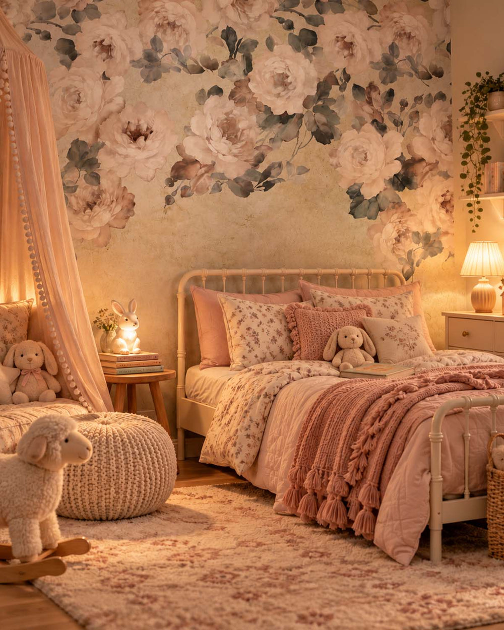 Pearl Oyster Peony and Rose Arbour Residential Mural RM9240
