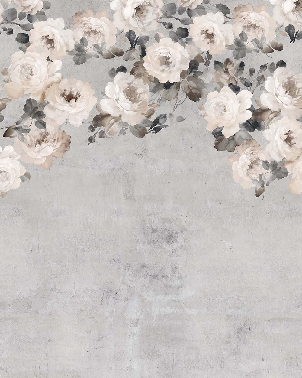 Grey Pearl Peony and Rose Arbour Residential Mural RM9241